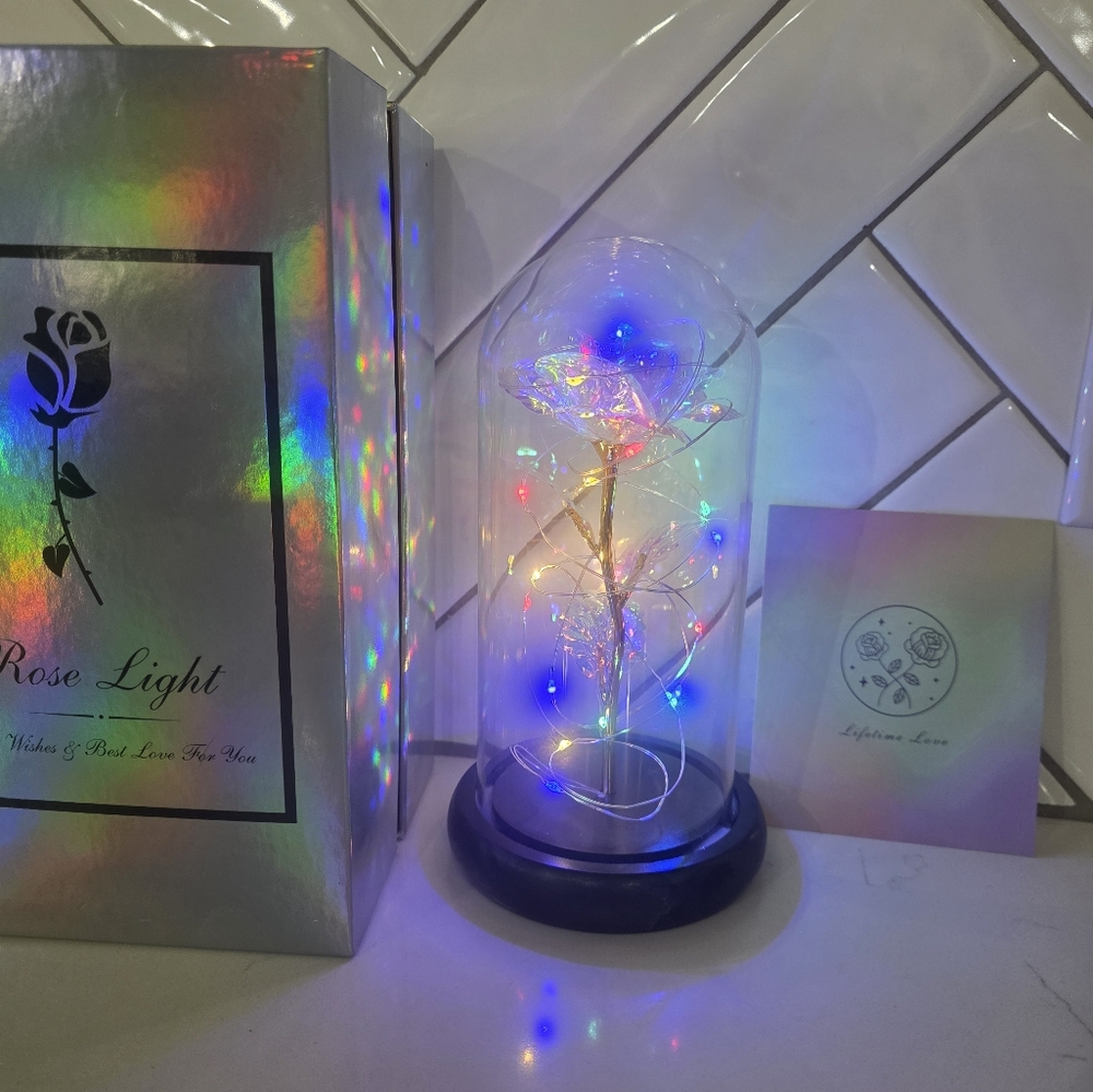 LED Rose Light with Glass Dome